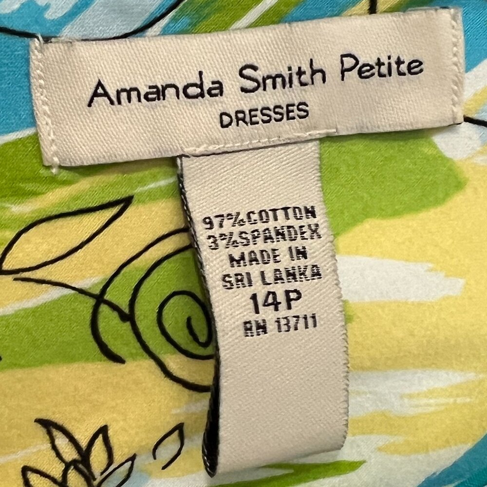 Amanda Smith Petite 14P Sleeveless Fit & Flare Dress Floral Abstract Print - Picture 3 of 7